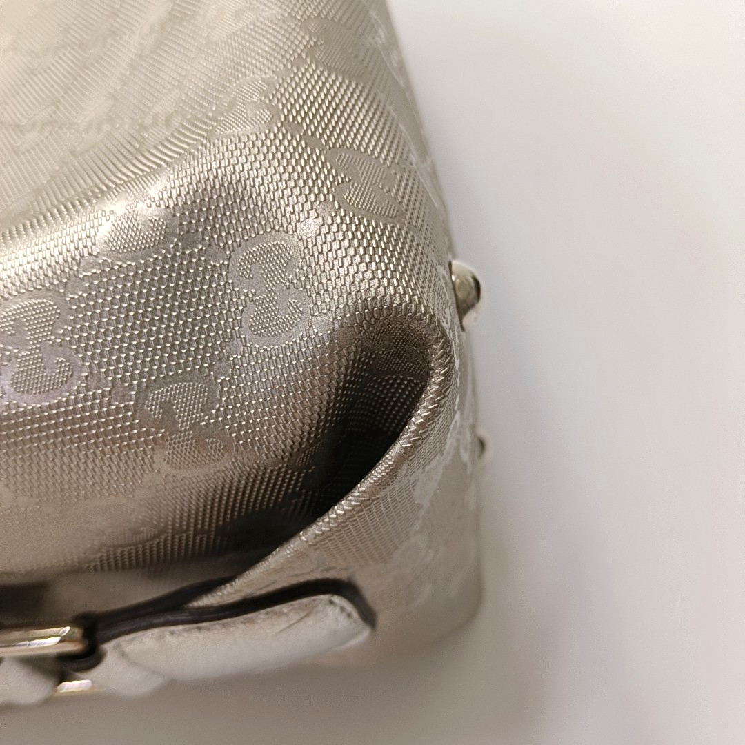 GUCCI Guccissima Silver Coated Canvas Monogram Handbag Single Shoulder Bag Silver Hardware-(SKU)-960541171