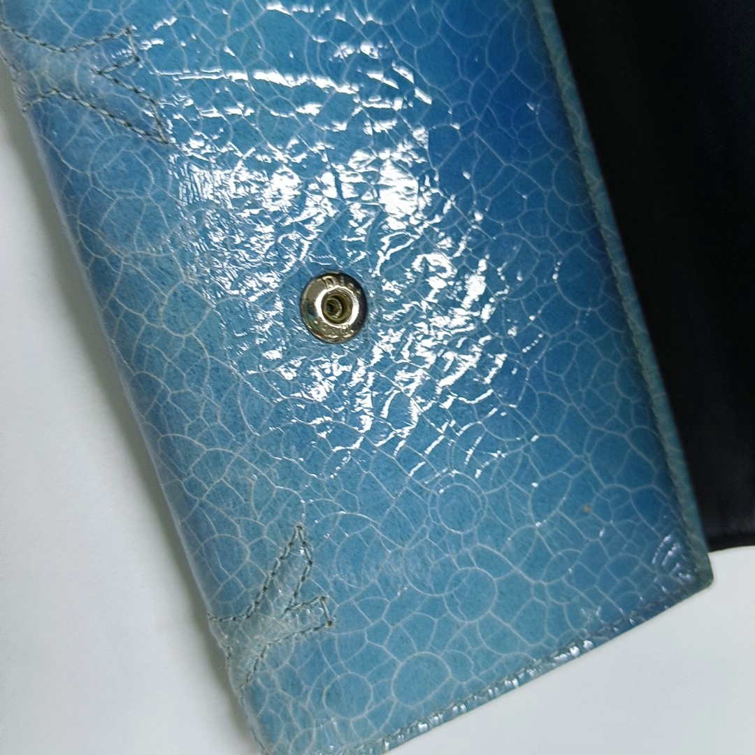 DIOR Diorama Blue Cowhide Herringbone Quilted Shield Bag Wallet Silver Hardware-(SKU)-958202487