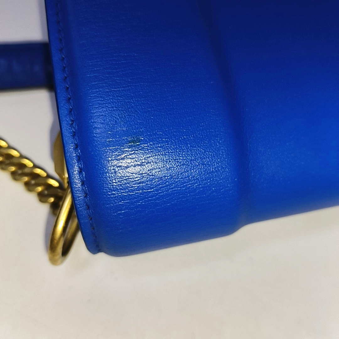 MCM Blue Leather Single Shoulder Bag Handbag Crossbody Bag Golden hardware-(SKU)-940042210