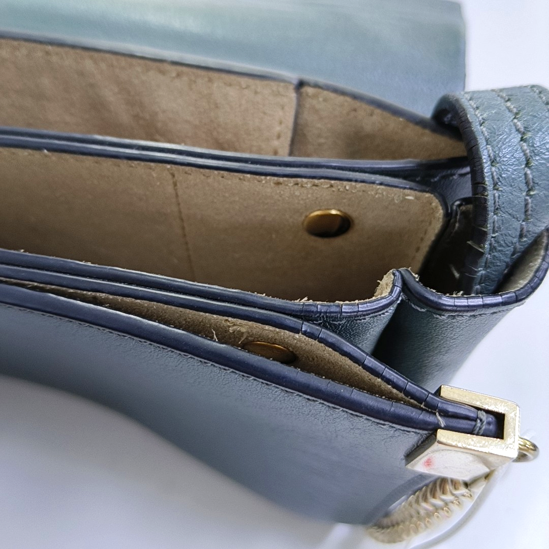 Chloé Faye Small size Haze Blue Calfskin Single Shoulder Bag Crossbody Bag Golden hardware-(SKU)-949108541