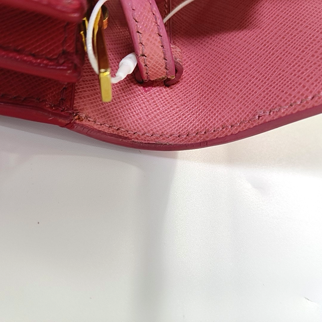 PRADA Pink cowhide cross-grain shoulder bag/handbag/crossbody bag Golden hardware Removable shoulder strap-(SKU)-960391827