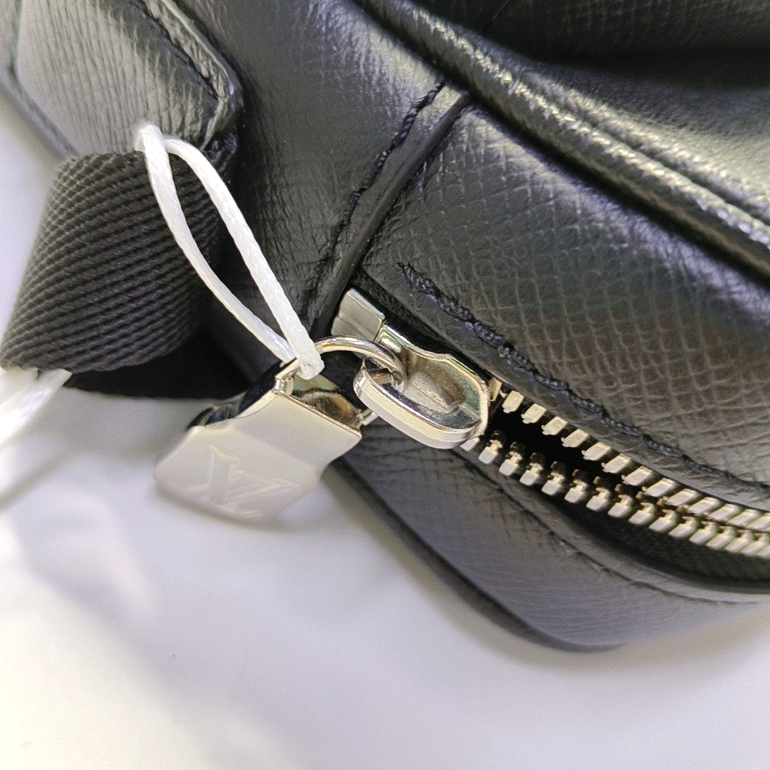 LOUIS VUITTON OUTDOOR Small Black Calfskin Monogram Messenger Bag Shoulder Bag Crossbody with Silver Hardware-(SKU)-969653637