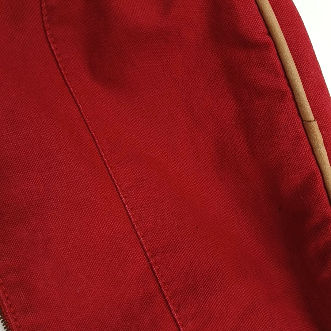 HERMÈS Bolide Medium size Flag Red Canvas Embroidered Handbag Golden hardware-(SKU)-959737695