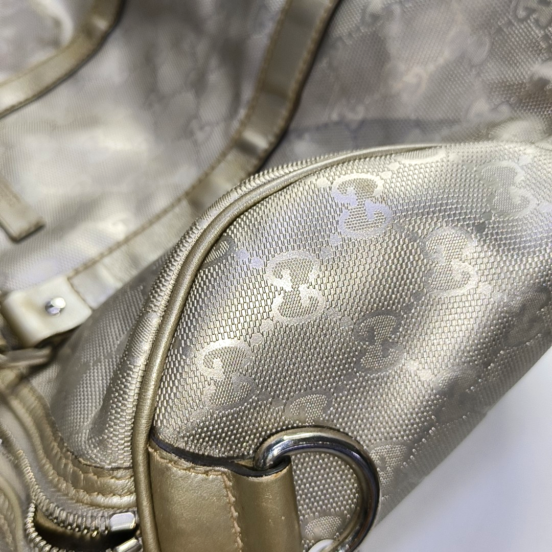 GUCCI Joy Medium size Silver Coated Canvas Monogram Handbag Golden hardware-(SKU)-950869201