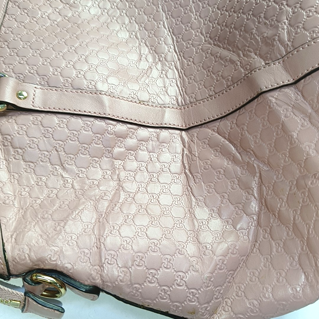 GUCCI Microguccissima Pink Calfskin Monogram Embossed Single Shoulder Tote Bag Crossbody Handbag Golden hardware-(SKU)-952396847