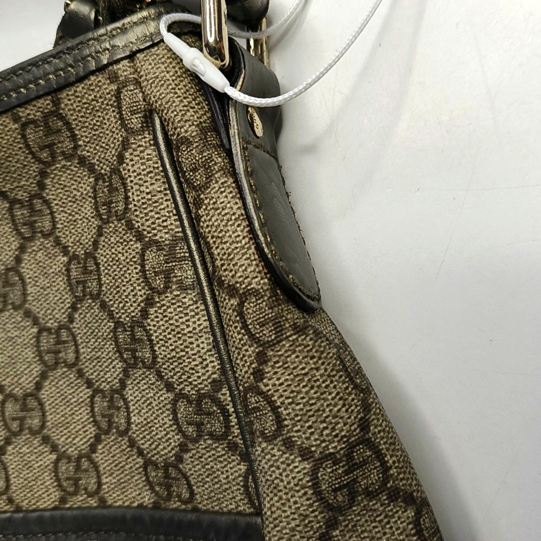 GUCCI Bardot Medium size Beige Coated Canvas Monogram Single Shoulder Bag Handbag Golden hardware-(SKU)-960390668