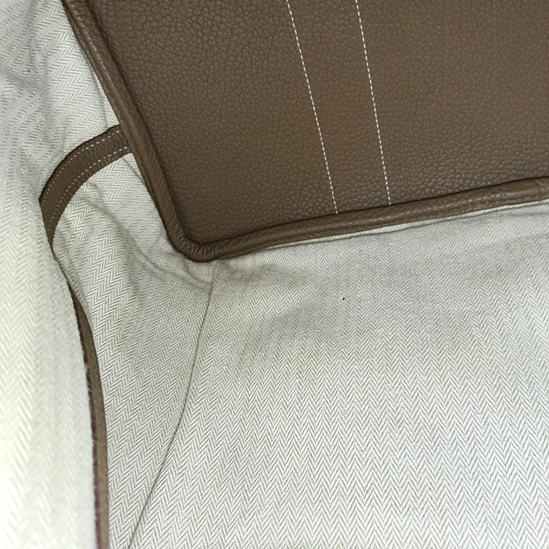 HERMÈS Garden Party 36 Taupe Negonda Calfskin Garden Bag with Detachable Strap, Silver Hardware, A-(SKU)-945825611