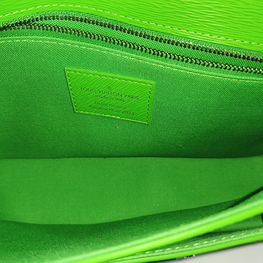 LOUIS VUITTON MONCEAU Green Calfskin Shoulder Bag Tote Crossbody Bag Silver Hardware Removable Strap-(SKU)-963901028