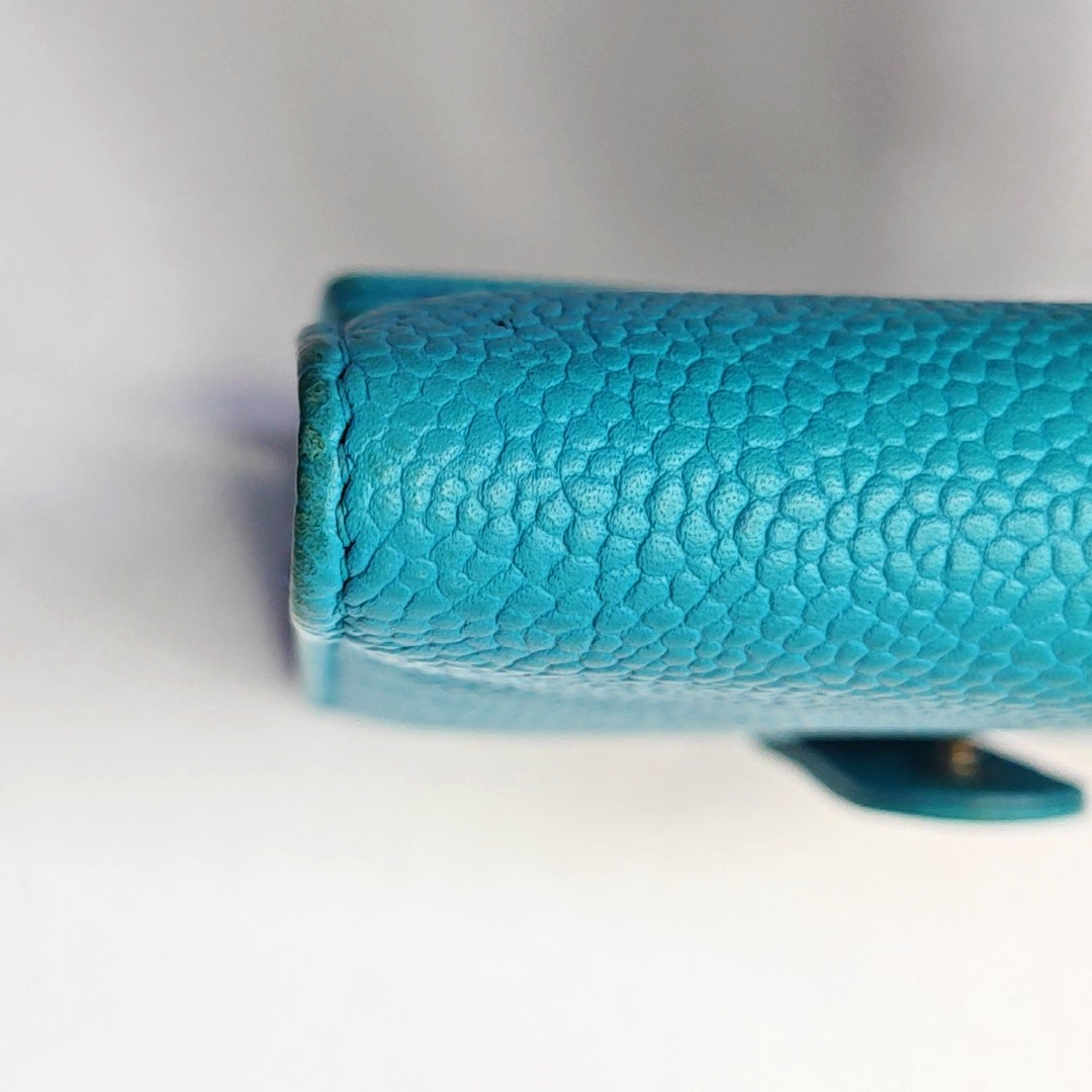 CHANEL Blue pebbled leather wallet Silver Hardware 17nan-(SKU)-947387865