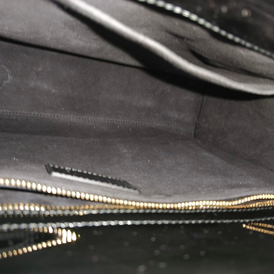DIOR Lady Dior Large Black Patent Leather Quilted Cannage Diagonal Shoulder Bag with Detachable Strap-(SKU)-968905139