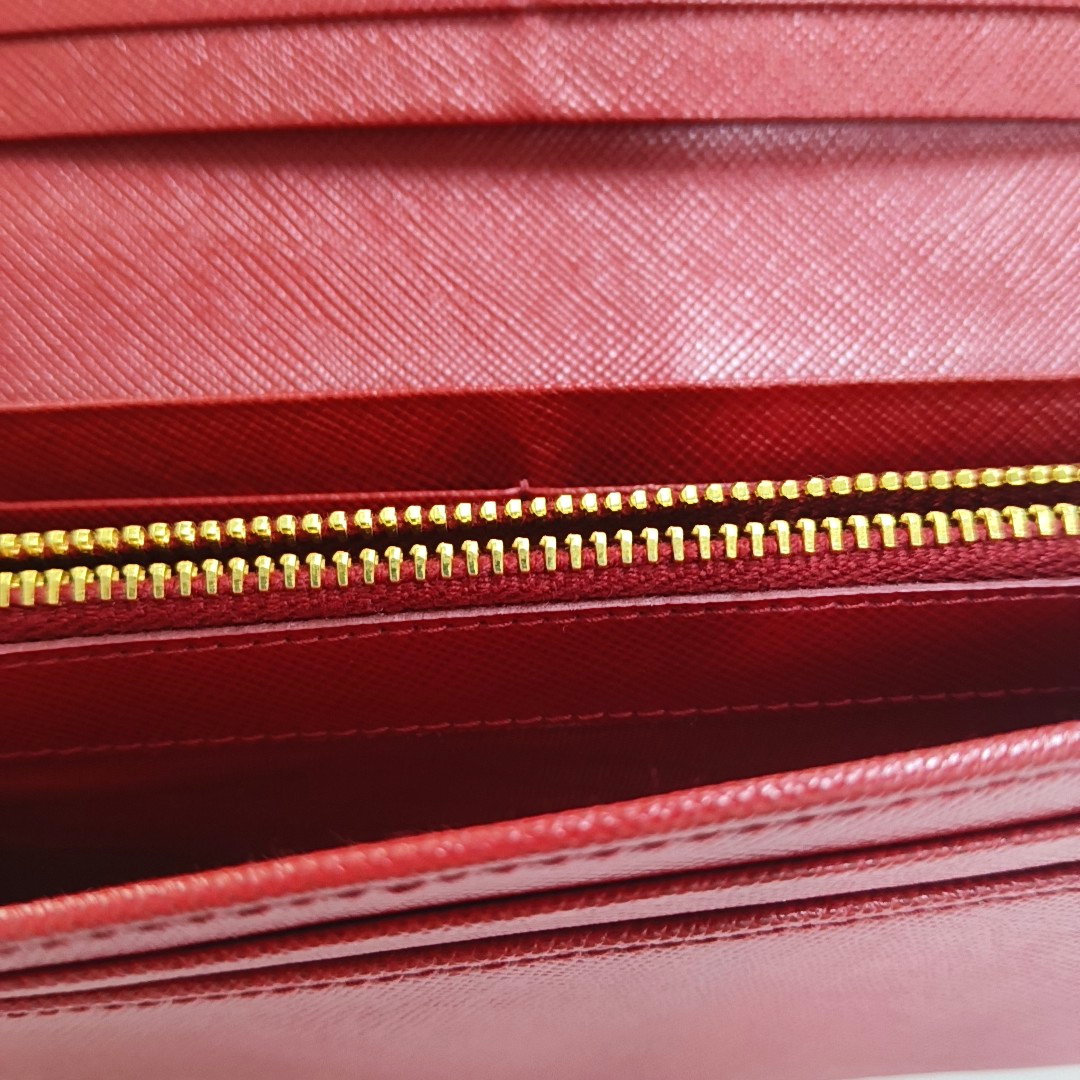 PRADA Fiocco Bow Red Leather Wallet Golden hardware-(SKU)-945456759