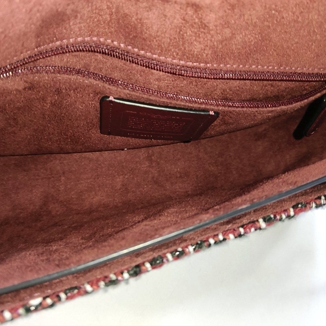COACH Medium size Burgundy Fabric Chariot Weave Dionysus Bag Single Shoulder Bag, Handbag, Crossbody Bag Golden hardware shoulder straps-(SKU)-944118801