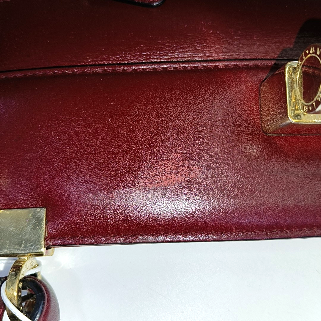 BVLGARI ISABELLA ROSSELLINI Burgundy Cowhide Single Shoulder Bag Handbag Crossbody Golden hardware Removable shoulder strap-(SKU)-931850112