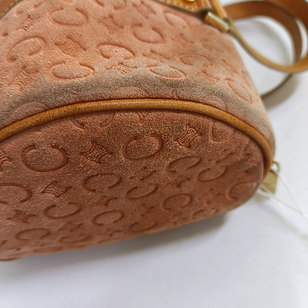CELINE Orange Suede Triumph Embossed Tote Bag Golden hardware-(SKU)-947734984