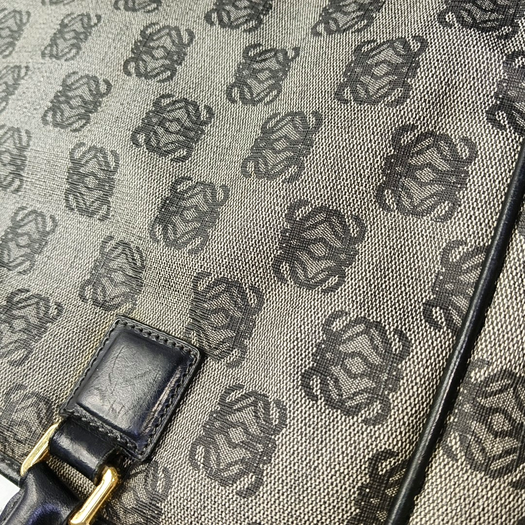 LOEWE Tote bag Gray Coated Canvas Monogram Floral Print Handbag Golden hardware-(SKU)-946029178