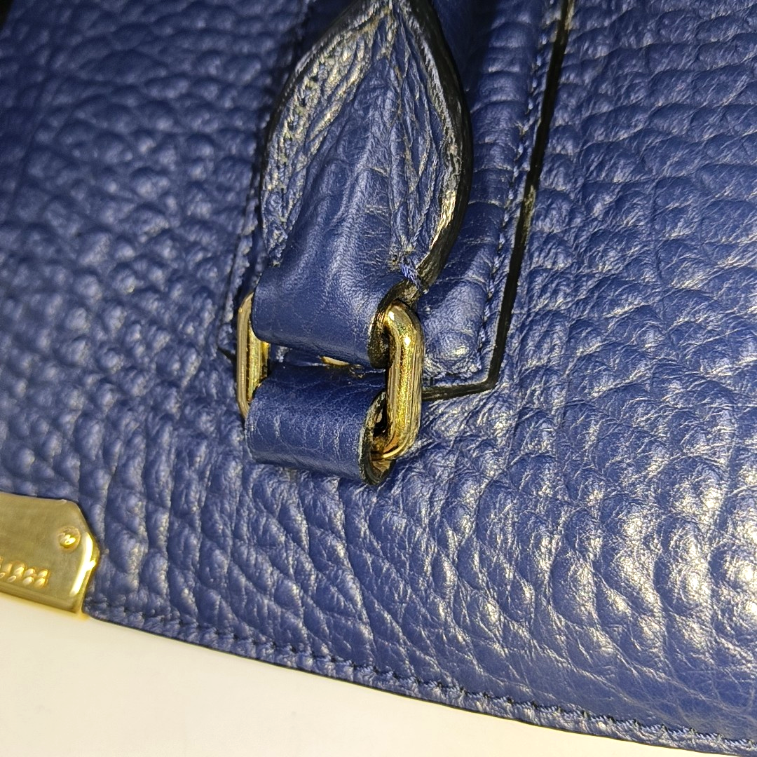 BURBERRY Gladstone Dark Blue Cowhide Single Shoulder Bag Handbag Golden hardware Removable shoulder strap-(SKU)-939605171
