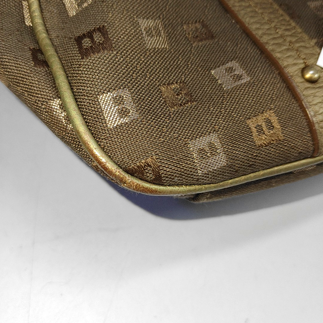 BALLY Tote bag Dark Brown Canvas Jacquard Rivet Handbag Golden hardware-(SKU)-935402614