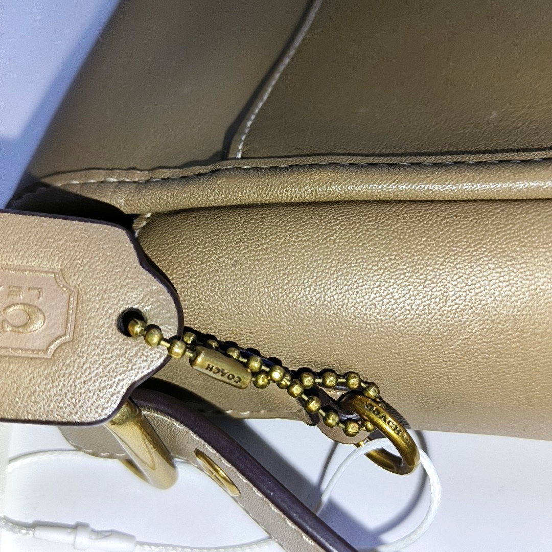 COACH RAMBLER Elephant Gray Calfskin Leather Crossbody Bag Golden hardware Removable shoulder strap-(SKU)-933856249