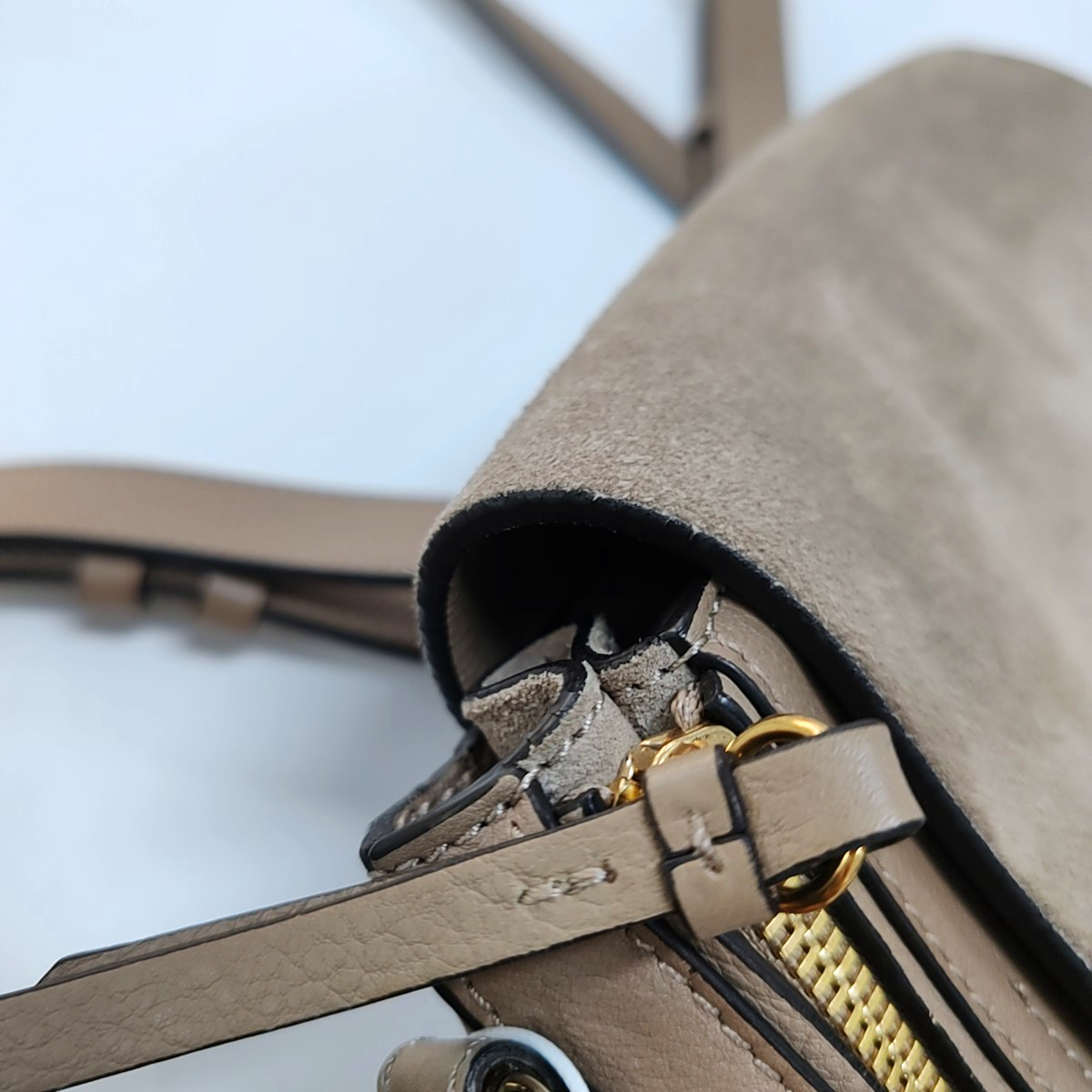 Chloé Faye Gray cowhide backpack Golden hardware shoulder straps-(SKU)-959392600