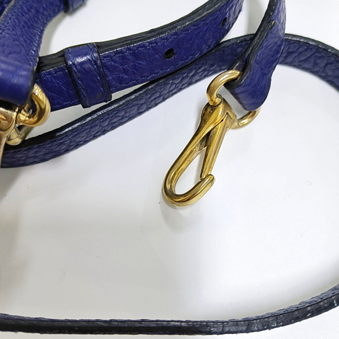 BURBERRY Harrogate Dark Blue Leather Crossbody Shoulder Bag Golden hardware Removable shoulder strap-(SKU)-942274360