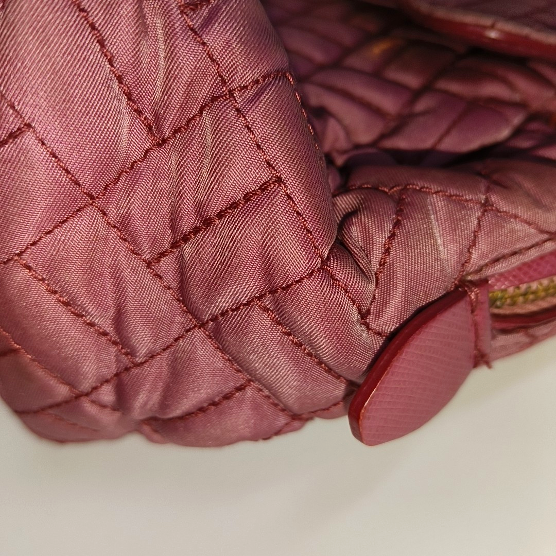 PRADA Pink Fabric Quilted Tassel Crossbody Bag Golden hardware-(SKU)-932708784