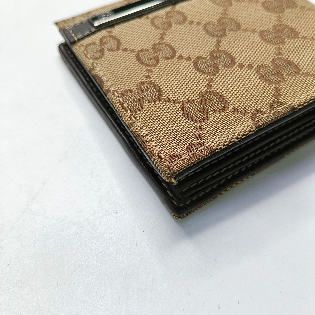 GUCCI Brown Canvas Monogrammed Wallet Golden hardware-(SKU)-953543328