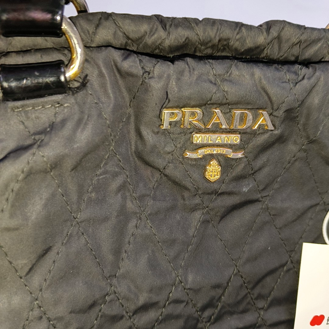 PRADA Gaufre Black Nylon Quilted Handbag Golden hardware-(SKU)-942136893