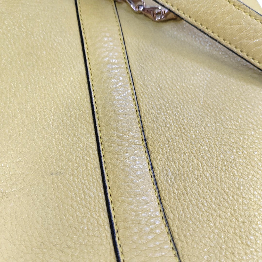 CELINE Yellow Cowhide Single Shoulder Bag Crossbody Bag Golden hardware-(SKU)-946897098