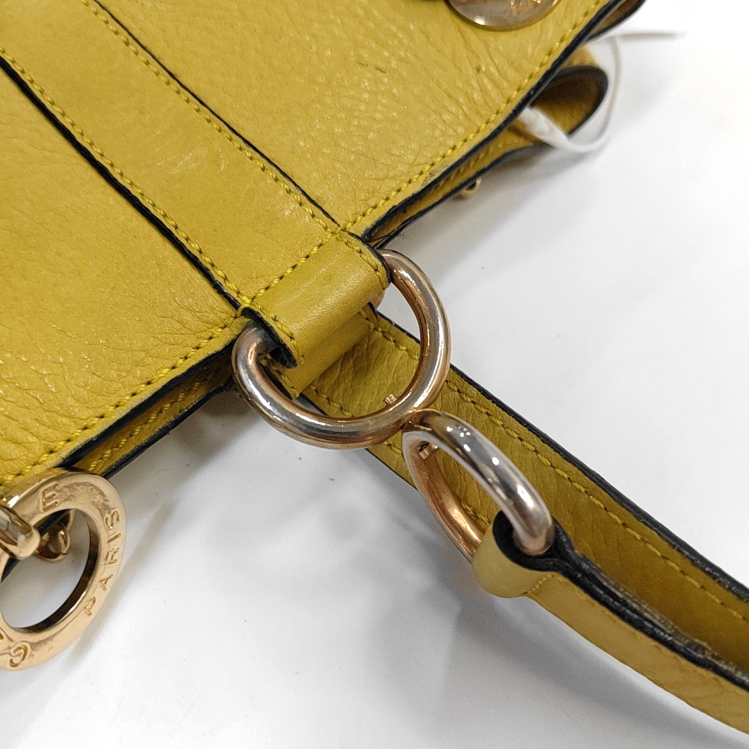 CELINE Yellow Cowhide Single Shoulder Bag Crossbody Bag Golden hardware-(SKU)-946897098