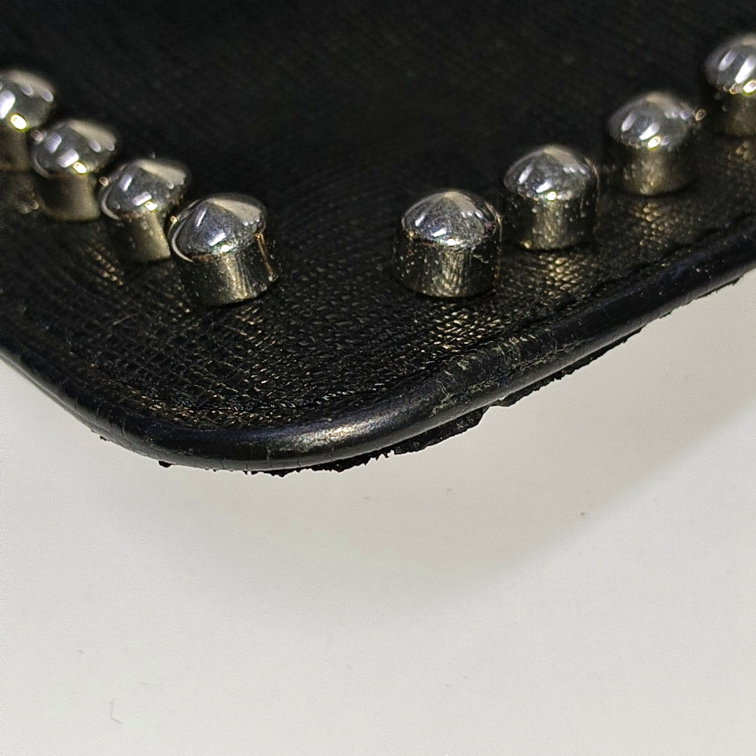 FENDI Karlito Black Leather Studs Handbag Silver Hardware-(SKU)-934933009