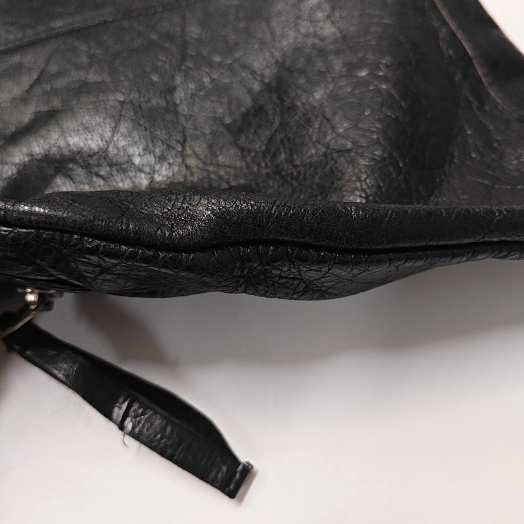 BALENCIAGA Classic City Medium size Black Lamb Skin Biker Bag, Handbag Silver Hardware-(SKU)-952449143
