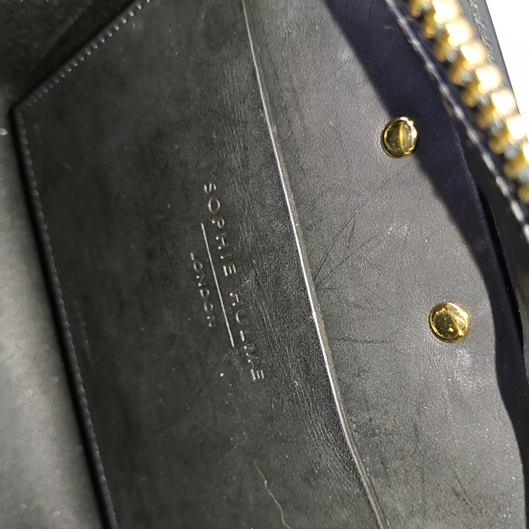 SOPHIE HULME Tote bag Black Leather Embossed Single Shoulder Bag Golden hardware Removable shoulder strap-(SKU)-939128260