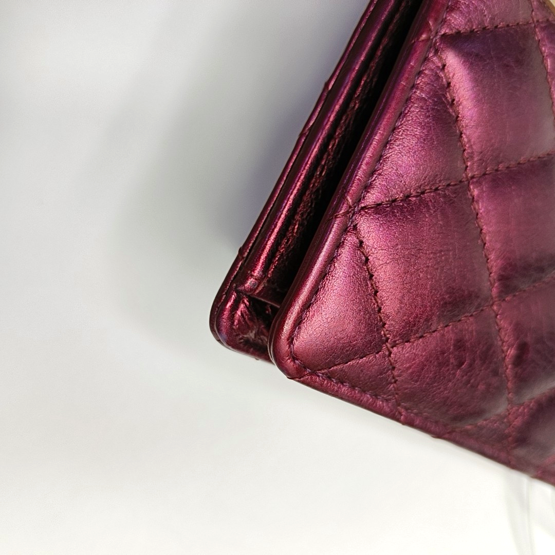 CHANEL 2.55 Plum Red Cowhide Diamond Quilted Wallet Golden hardware 12nan-(SKU)-958596895