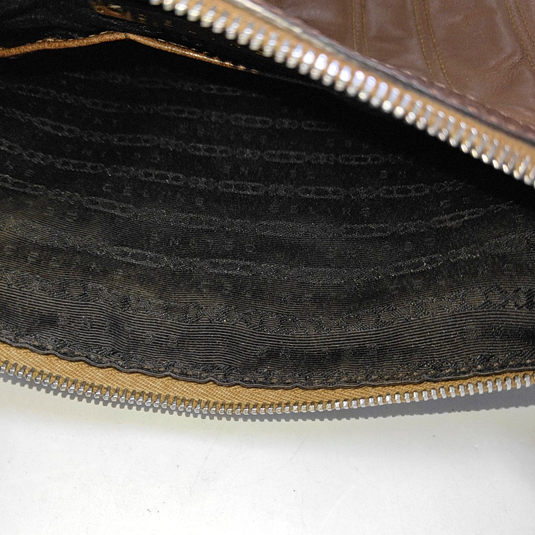 CELINE BOOGIE Brown Leather Quilted Single Shoulder Bag Crossbody Golden hardware-(SKU)-14448412