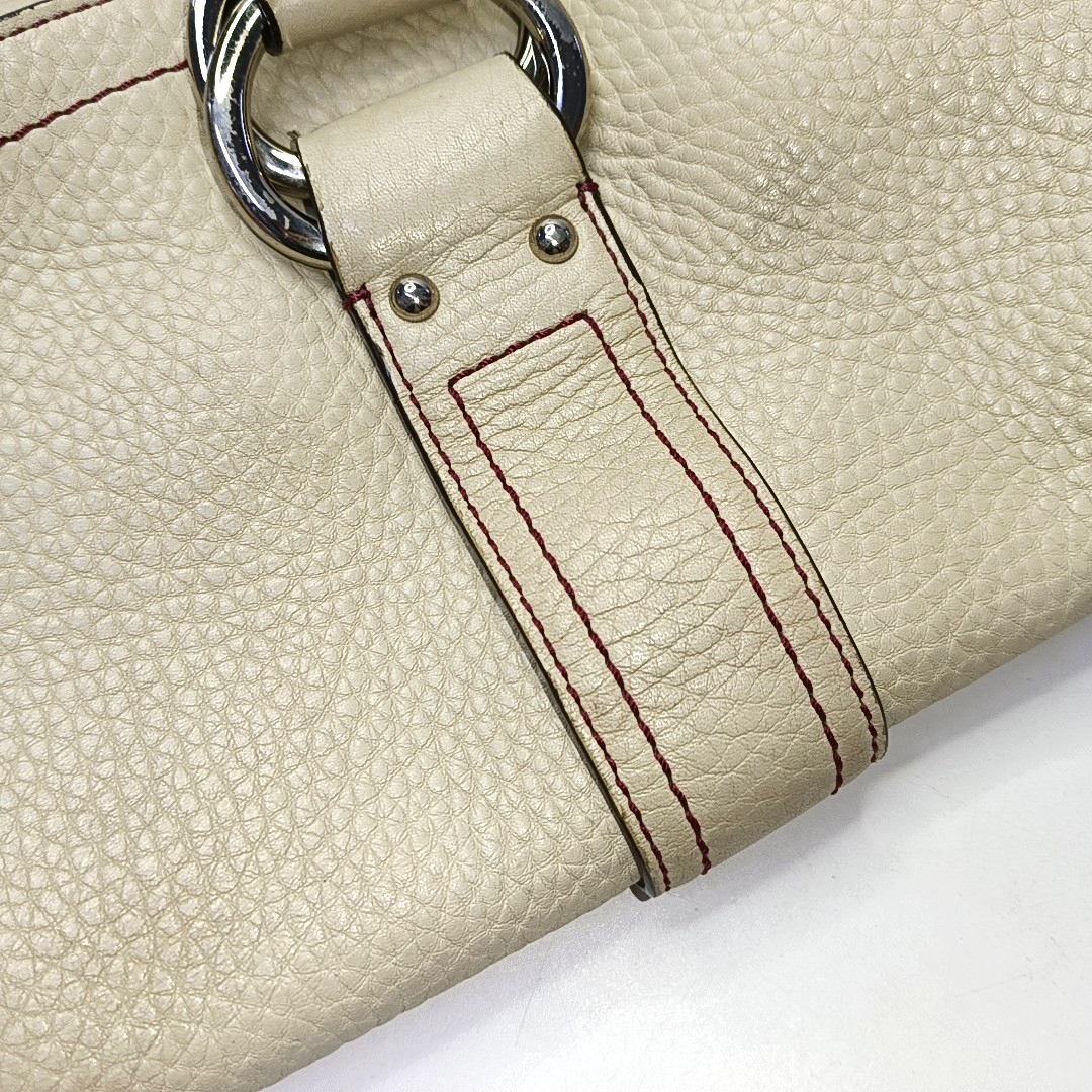 COACH Beige Leather Single Shoulder Bag Handbag Silver Hardware Removable shoulder strap-(SKU)-929326305