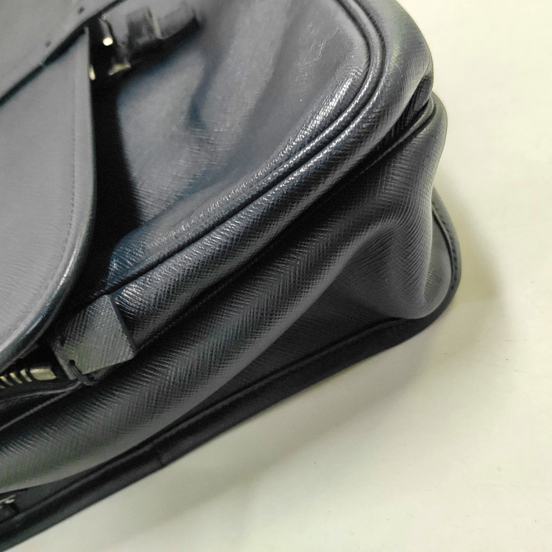 PRADA Dark Blue Cowhide Cross Grain Crossbody Bag Single Shoulder Bag Silver Hardware-(SKU)-949542016