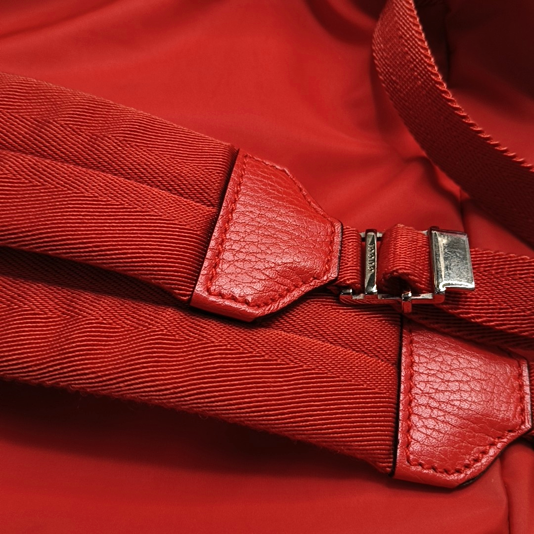 GUCCI Red Nylon Monogram Backpack Silver Hardware-(SKU)-956256558