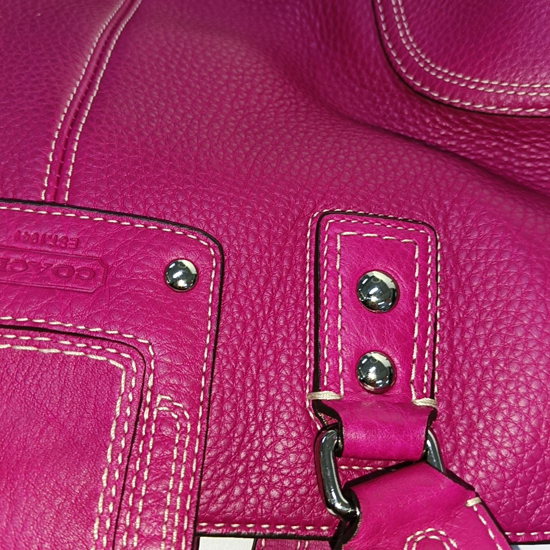 COACH Tote bag Hot Pink Leather Shoulder and Handbag Silver Hardware-(SKU)-933278329