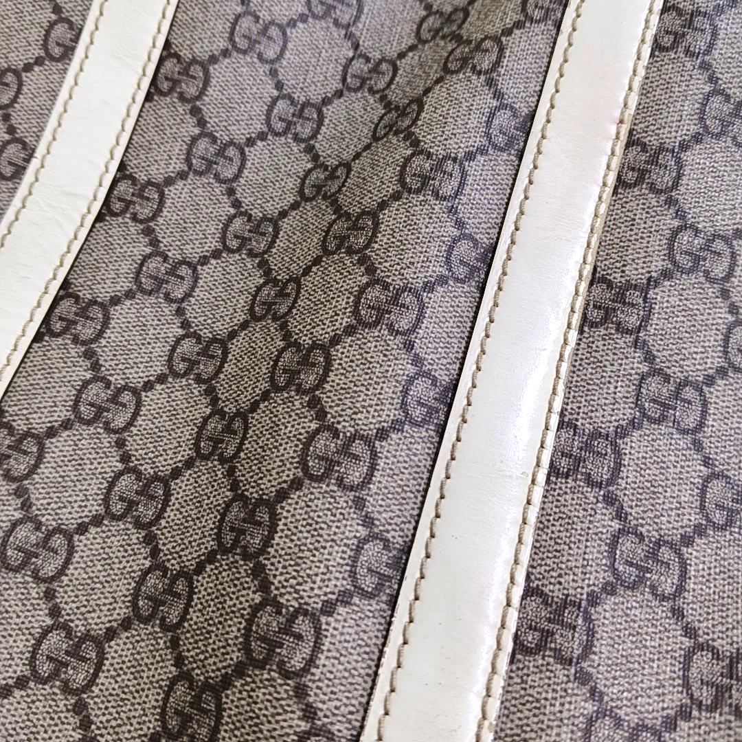 GUCCI Beige Coated Canvas Monogrammed Tote Bag Golden hardware-(SKU)-958959380