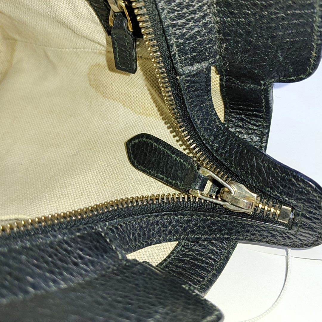GUCCI Swing Black Cowhide Single Shoulder Bag Tote Bag Golden hardware Removable shoulder strap-(SKU)-954725324