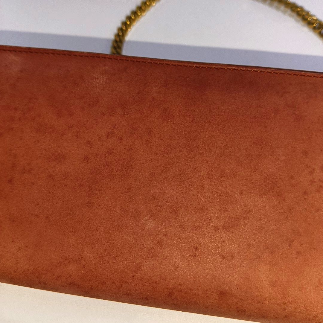 GUCCI Brick Red Cowhide Crossbody Bag Golden hardware Removable shoulder strap-(SKU)-935412398