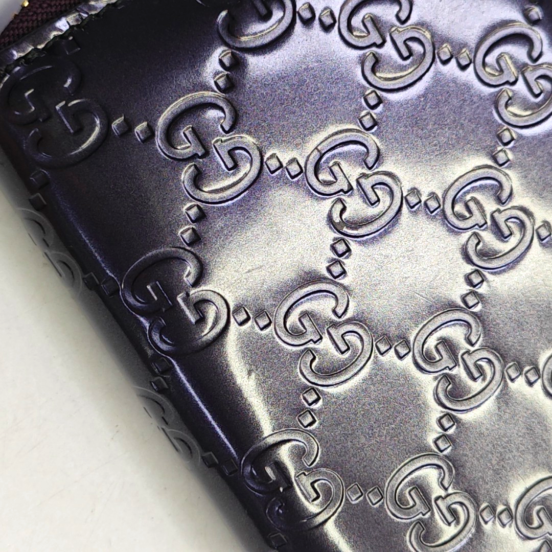 GUCCI Purple Cowhide Monogram Embossed Wallet Golden hardware-(SKU)-947213234