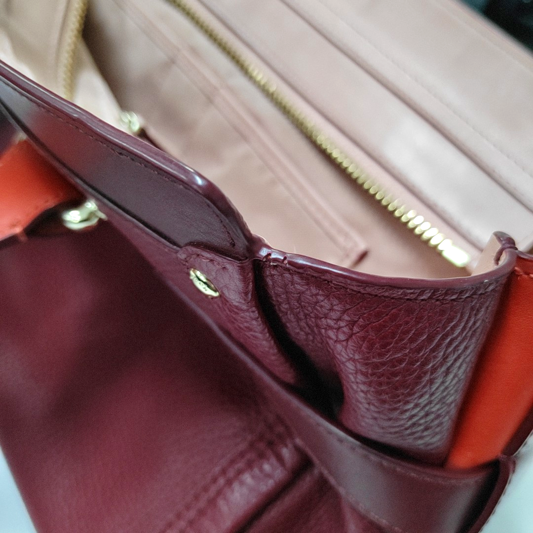 COACH SWAGGER Maroon Cowhide Single Shoulder Bag Handbag Golden hardware Removable shoulder strap-(SKU)-934444817