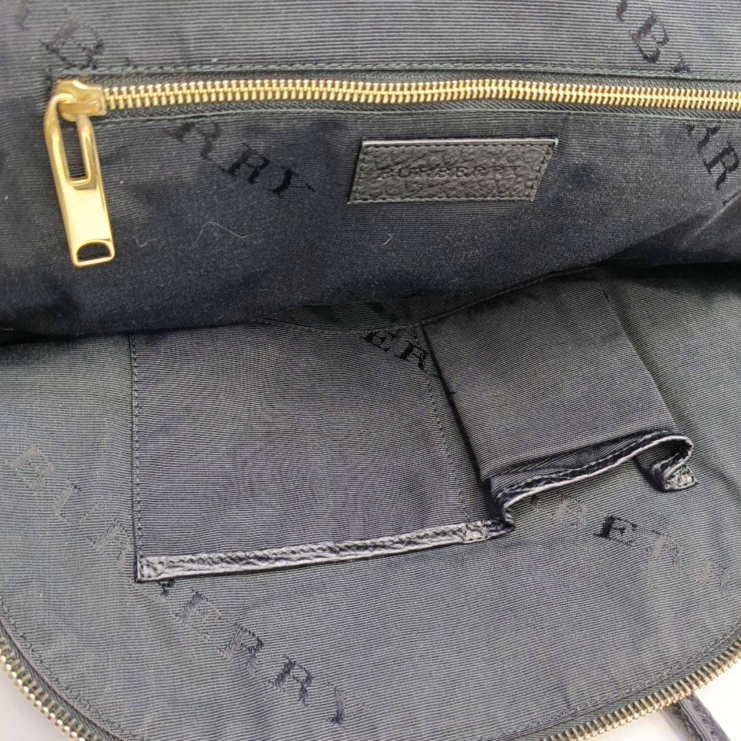 BURBERRY Clifton Black Cowhide Single Shoulder Bag Tote Bag Golden hardware Removable shoulder strap-(SKU)-950084408
