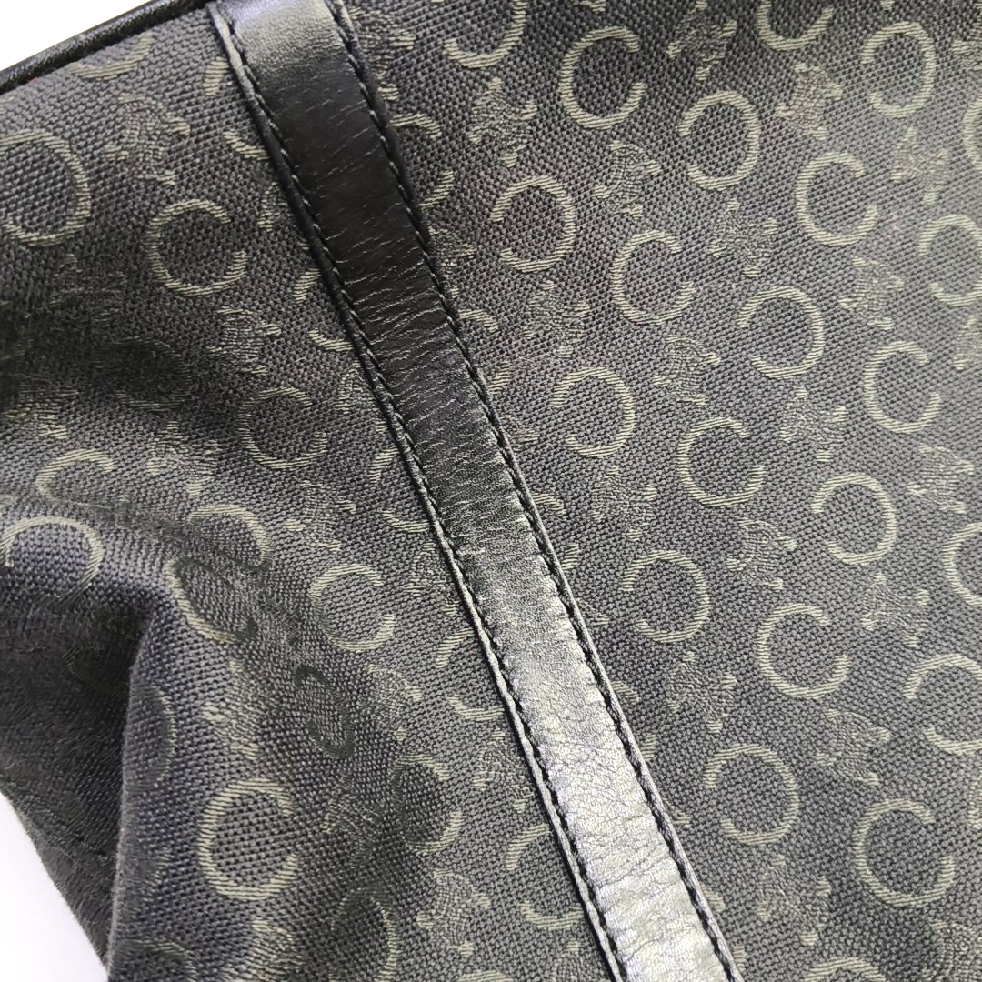 CELINE Tote bag Black Fabric Triumph Arch Embossed Handbag Single Shoulder Bag Golden hardware-(SKU)-951292788