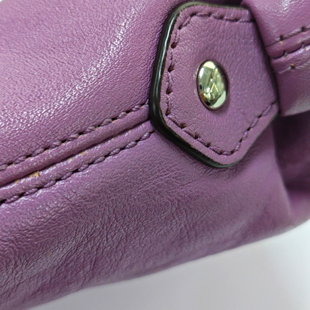COACH Purple Leather Shoulder Bag Silver Hardware Vintage model-(SKU)-939951061