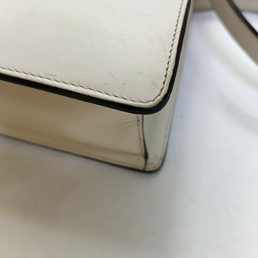 GUCCI Lilith White Cowhide Bamboo Embellished Bag Single Shoulder Bag Crossbody Handbag Silver Hardware Removable shoulder strap-(SKU)-943329956