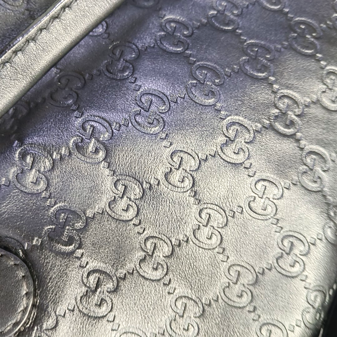 GUCCI Heart Bit Black Cowhide Monogrammed Tote Handbag Single Shoulder Bag Golden hardware Removable shoulder strap-(SKU)-944990688