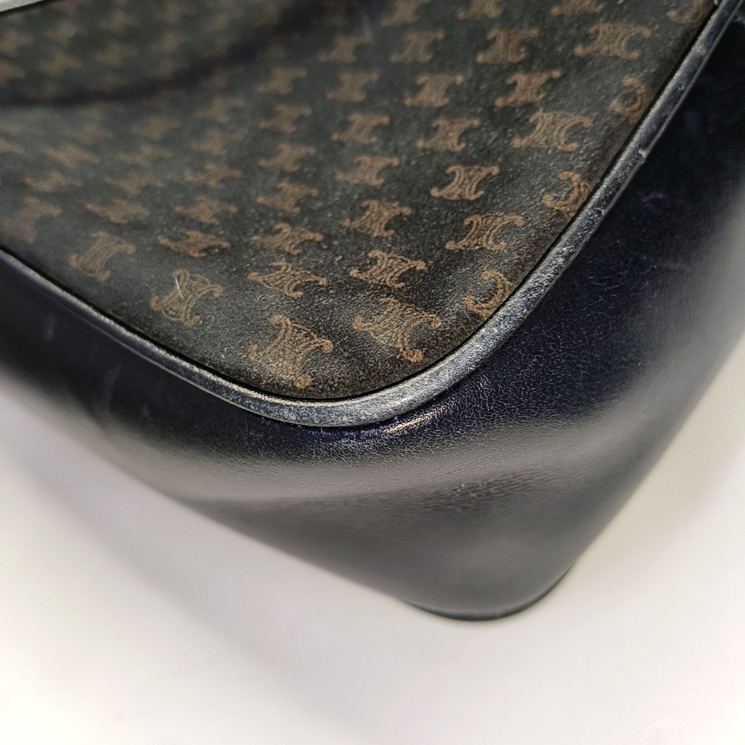 CELINE Camera Bag Black Velvet Leather Triumph Arch Crossbody Single Shoulder Bag Golden hardware-(SKU)-956103145