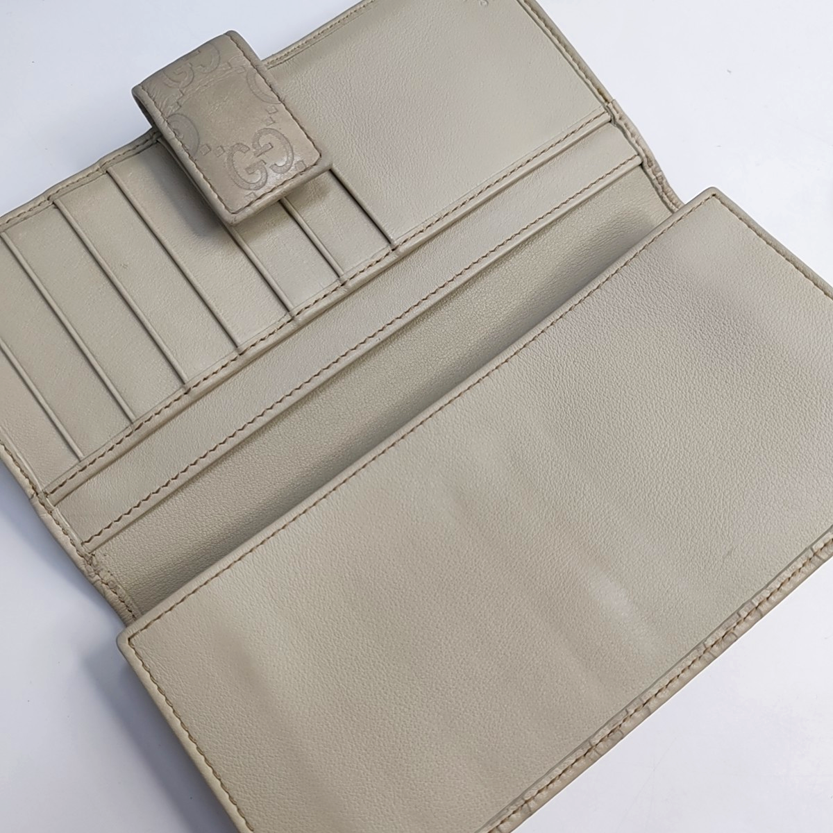 GUCCI Signature白色牛皮老花,压纹钱包-(SKU)-939007138